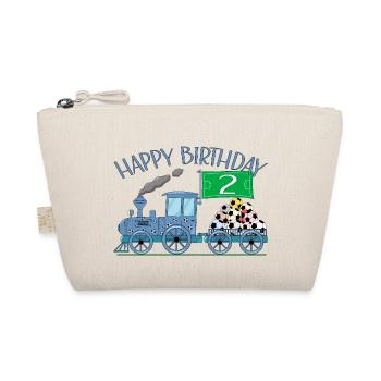 Children's Train Railway Happy Birthday Football 2 - Organic Pouch - nature - Front