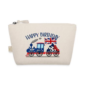Happy Birthday British Flag Football Railway - Organic Pouch - nature - Front