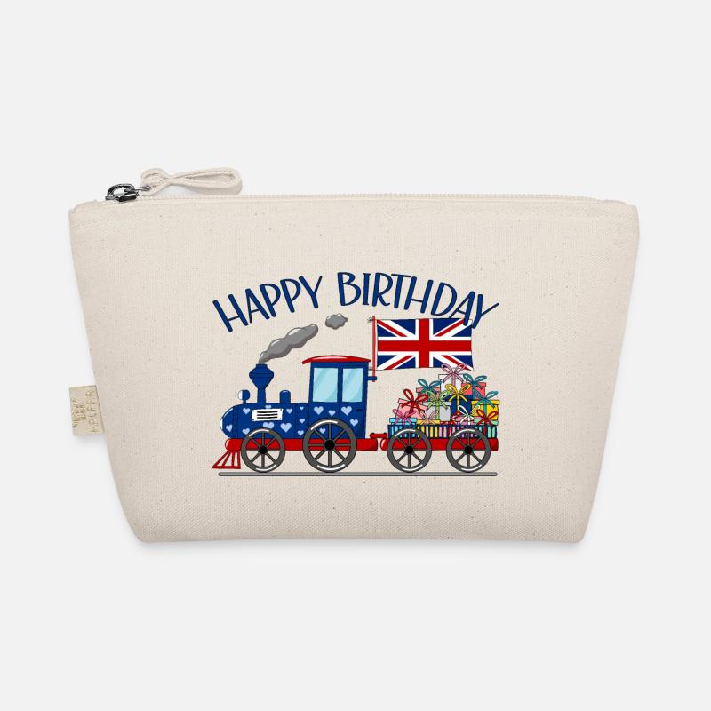 Happy Birthday England Flagge Geschenke Eisenbahn - Bio-Täschchen - Natur