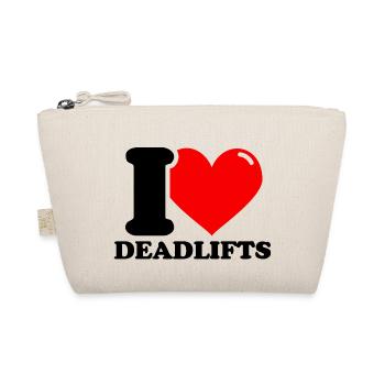 I Love Deadlifts – Fitness Weightlifting Fun - Organic Pouch - nature - Front