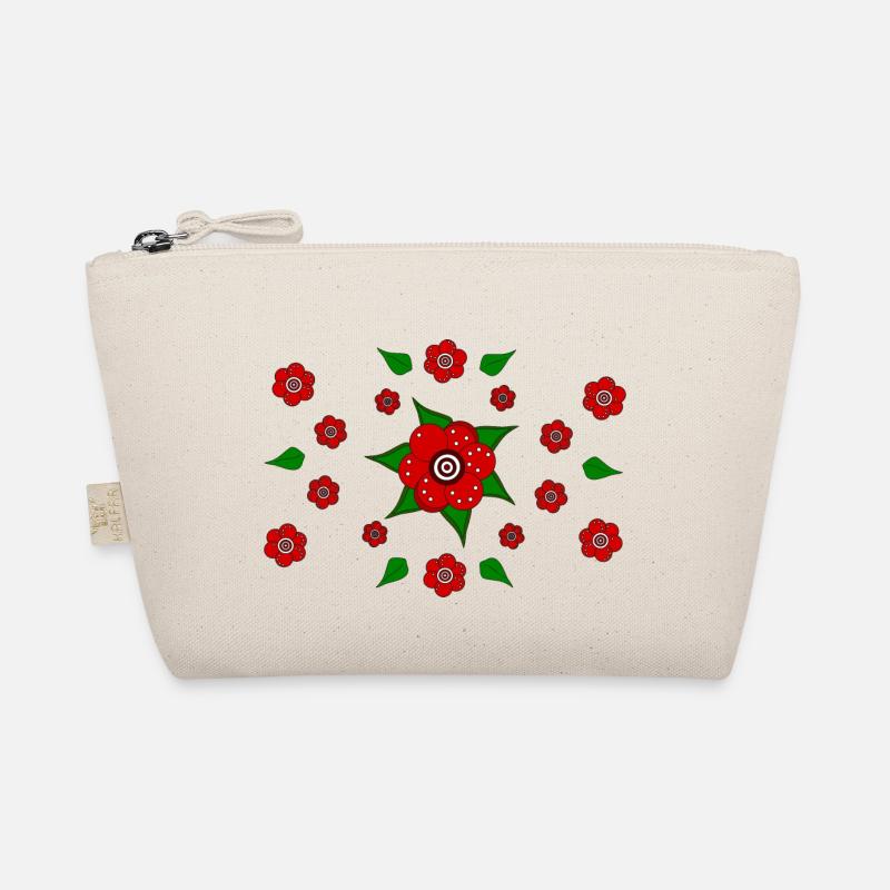 Blumenmuster rot Bio-Täschchen