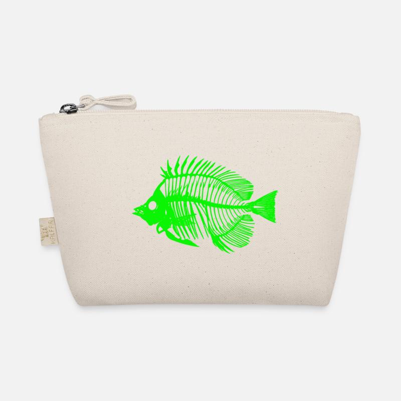 Leuchtender Fisch Skeleton Design - Bio-Täschchen - Natur
