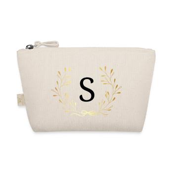 Letters s Gold Floral Crown - Organic Pouch - nature - Front