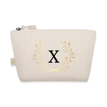 Buchstabe x Goldene Blumenkrone - Bio-Täschchen - Natur - Vorne