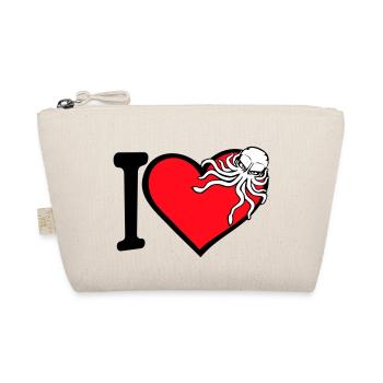 Ich liebe Oktopus Herz I Love Herz Symbol Logo süß - Bio-Täschchen - Natur - Vorne