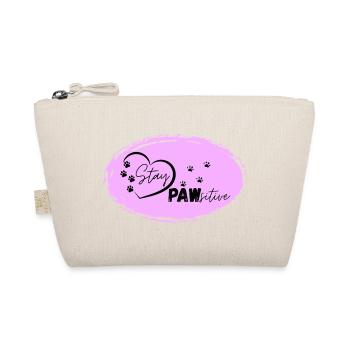 Dog Heart Motif with Paw Marks, Stay Pawsitive, - Organic Pouch - nature - Front
