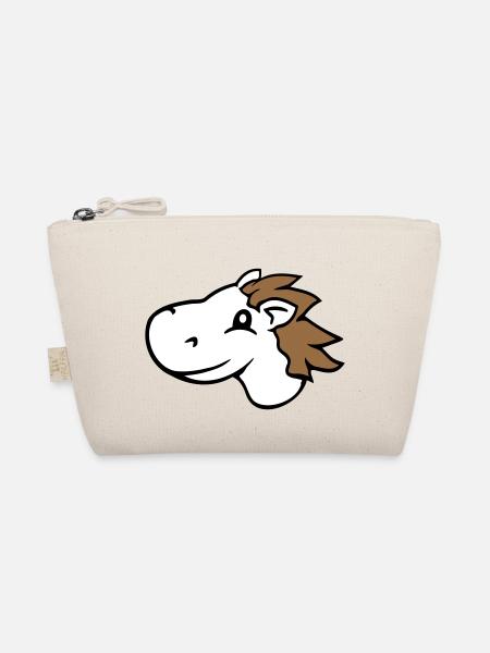 Pferd Süß Pony Fohlen Schnell Reiten Comic Reiter - Bio-Täschchen - Natur - Vorne