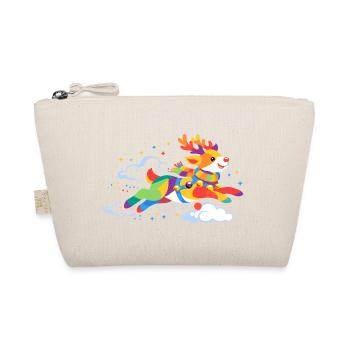 Colorful Flying Reindeer – Cheerful Winter Motif - Organic Pouch - nature - Front