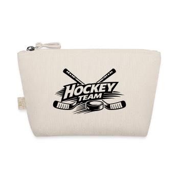 Hockey Team Schläger Puck Schwarz - Bio-Täschchen - Natur - Vorne