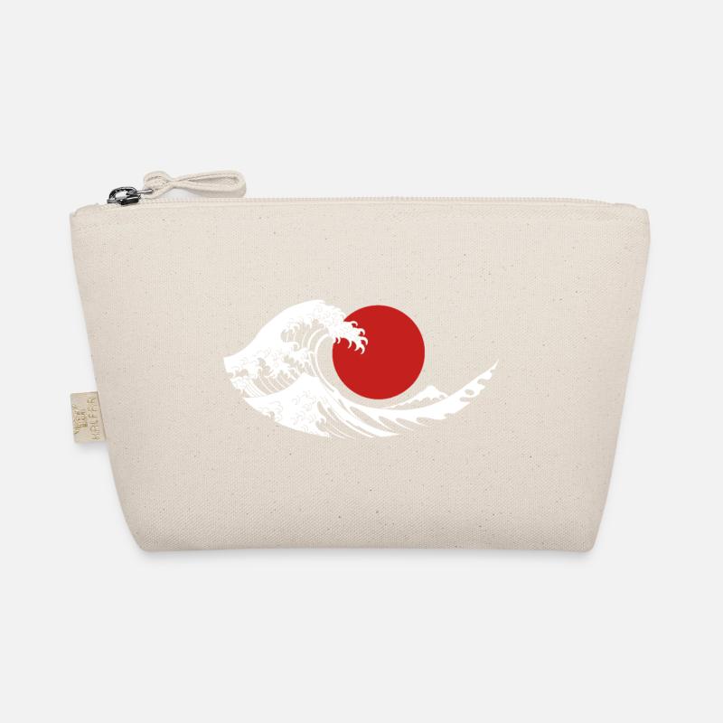 Great Wave Red Sun Japanese Aesthetic Organic Pouch