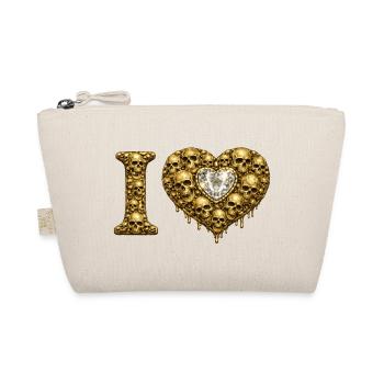 I LOVE | Golden Skull Heart – Skull Love - Organic Pouch - nature - Front