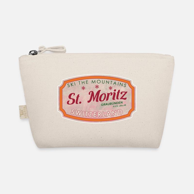 St Moritz Mountain Ski Label Organic Pouch