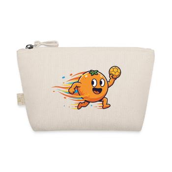 Lustige Handball Orange Cartoon Motiv - Bio-Täschchen - Natur - Vorne