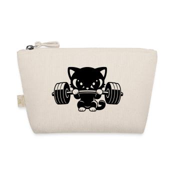 Cute cat lifts heavy dumbbell - Organic Pouch - nature - Front
