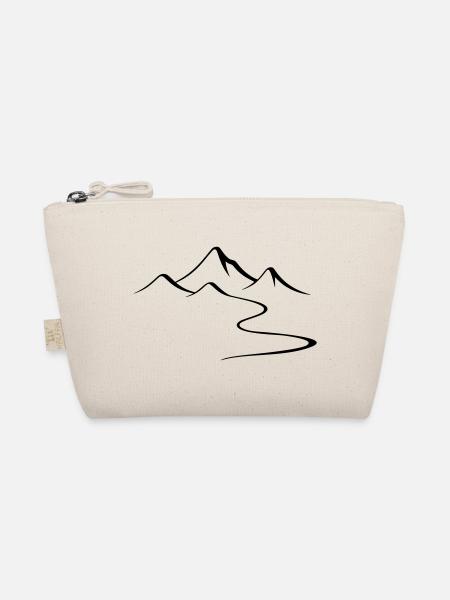 Berge Umriss Silhouette - Bio-Täschchen - Natur