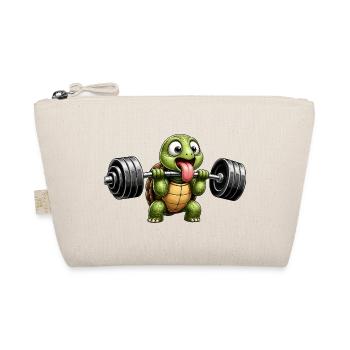 Turtle with Dumbbell Comic Bodybuilding - Organic Pouch - nature - Front