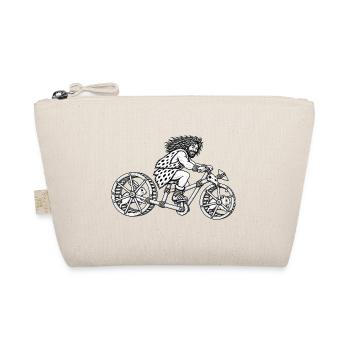 Urzeitlicher Radfahrer mit Hase-Hamster Motor - Bio-Täschchen - Natur - Vorne