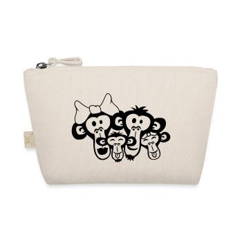 Monkey family 2 children boy dad mom parents - Organic Pouch - nature - Front
