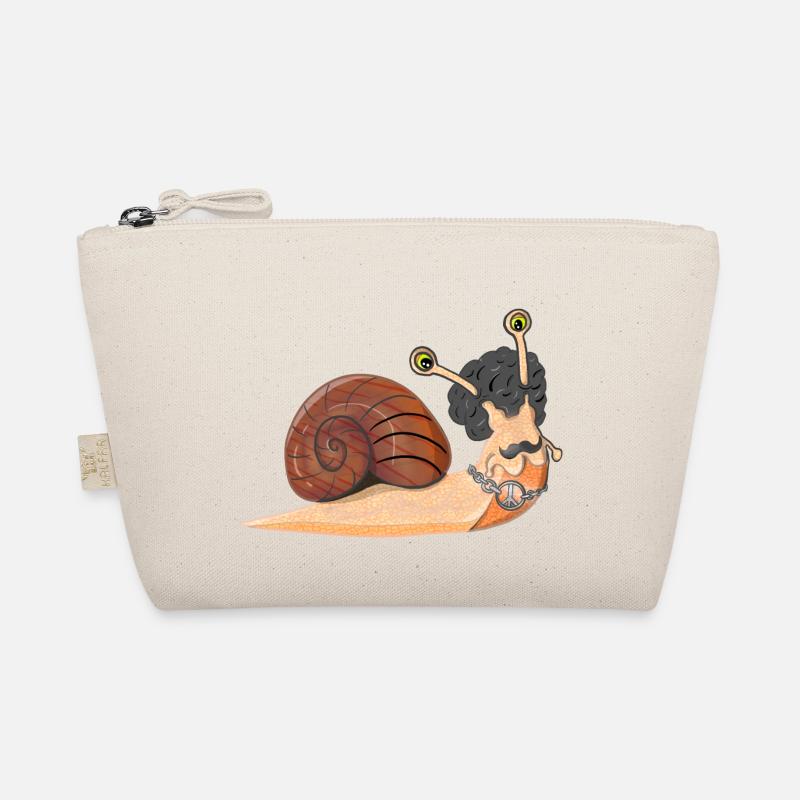 Retro Disco Hippie Snail with Peace Sign Organic Pouch