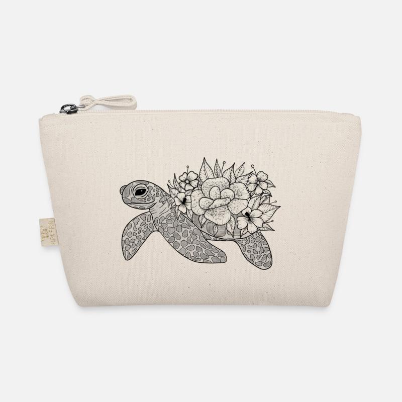 Schildkröte mit Blumen - Bio-Täschchen - Natur