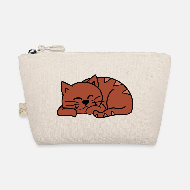 Schlafende Katze in Rot - Bio-Täschchen - Natur