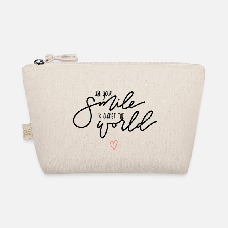Use your smile to change the world (schwarz) - Bio-Täschchen - Natur