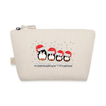 Weihnachten = Familie / X Mas / Pinguine / Schnee - Bio-Täschchen - Natur - Vorne