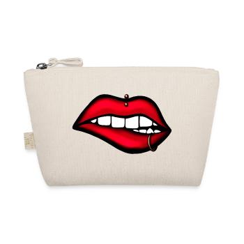 Lips with Piercing – Aesthetic Design - Organic Pouch - nature - Front