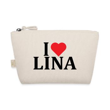 Name T-Shirt I love Lina T-Shirt Geschenkidee - Bio-Täschchen - Natur - Vorne