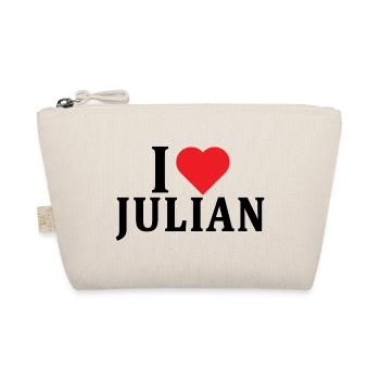 Name T-Shirt Ich liebe Julian T-Shirt Geschenkidee - Bio-Täschchen - Natur - Vorne