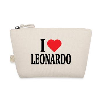 T-Shirt Name I love Leonardo T-Shirt Geschenkidee - Bio-Täschchen - Natur - Vorne