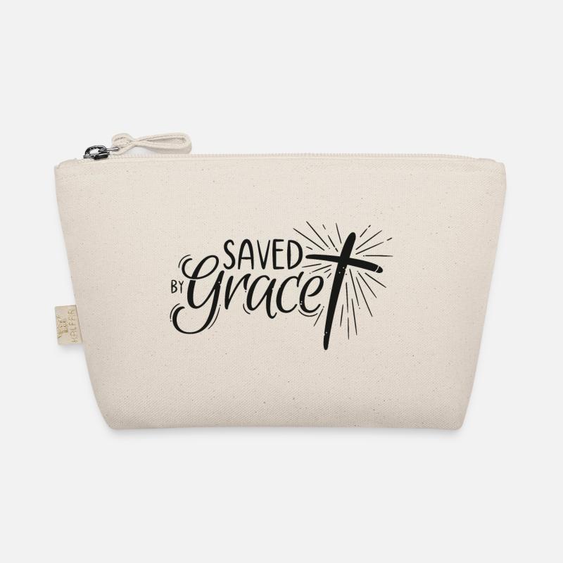 Saved by Grace Lettering - Bio-Täschchen - Natur