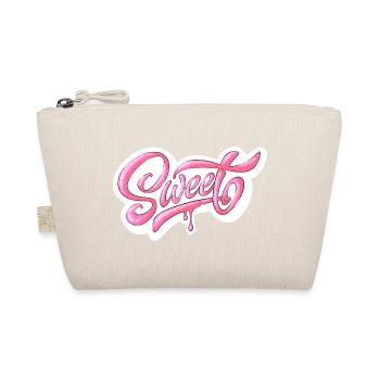 Süßes rosa Glitzer handbeschriftetes Design - Bio-Täschchen - Natur - Vorne