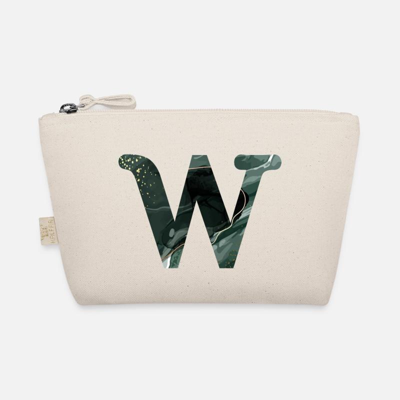 Letter w Marbled Green Organic Pouch