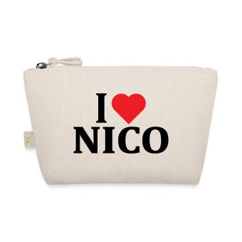 t-shirt I love Nico t-shirt gift idea - Organic Pouch - nature - Front
