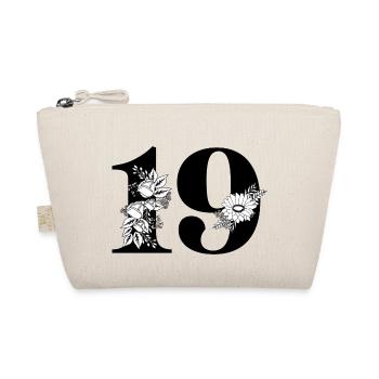 Numéro 19 floral noir -19e anniversaire floral - Trousse biologique - nature - Devant