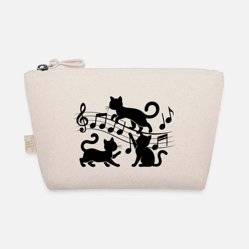 Black cats pattern playing with musical note Organic Pouch