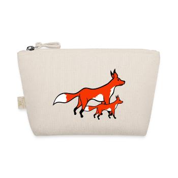 2 Foxes Mother Red Fox Little Child Father Mom - Organic Pouch - nature - Front
