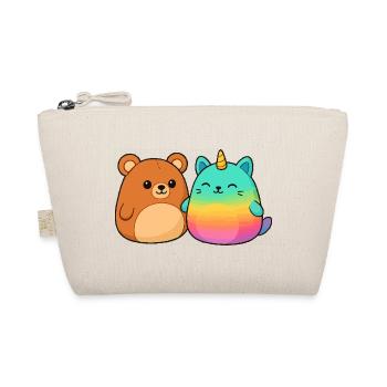 Kawaii Rainbow Unicorn and Bear - Organic Pouch - nature - Front