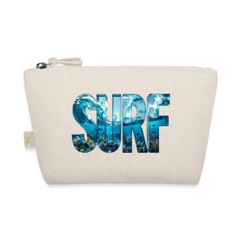 SURF – 3D Water Letters with Surfers & Fish - Organic Pouch - nature - Front