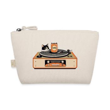 Retro Katze am Plattenspieler - Bio-Täschchen - Natur - Vorne