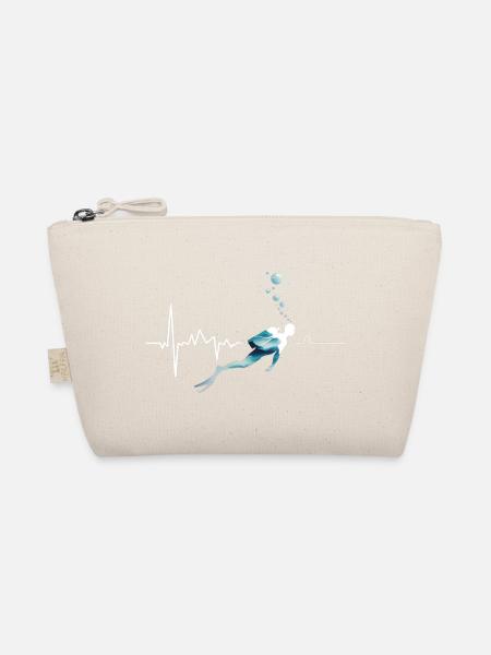 Diving Heartbeat - Cooles Tauchen Logo - Bio-Täschchen - Natur - Vorne