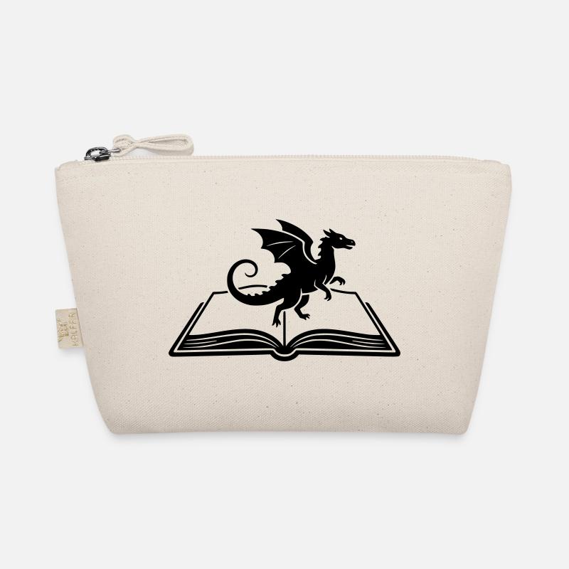 Drache auf Buch Fantasy Bio-Täschchen
