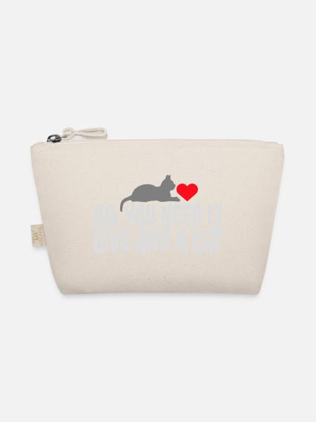All You Need Is Love And A Cat Lustig Katze Spruch - Bio-Täschchen - Natur - Vorne