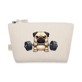 Cooler Mops mit Hantel Cartoon Fitness Bodybuilder - Bio-Täschchen - Natur - Vorne