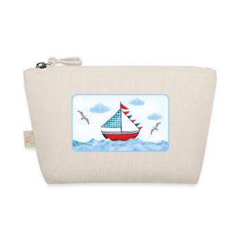 Voilier bleu sur la mer - peint à la main - Trousse biologique - nature - Devant