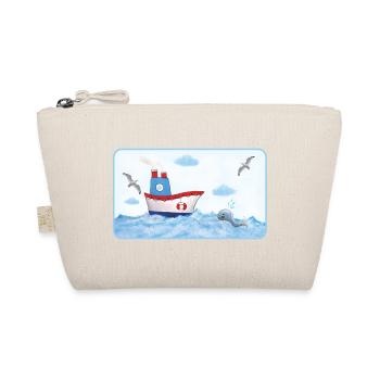 Small coastal boat by the sea with whale - Organic Pouch - nature - Front