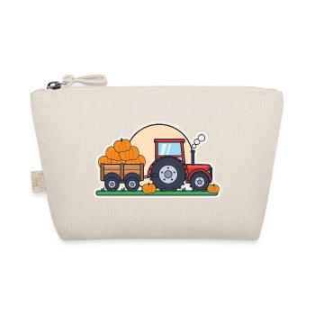 Roter Traktor mit Anhänger voller Kürbisse - Bio-Täschchen - Natur - Vorne