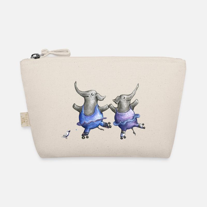 Roller skate elephant dance - Organic Pouch - nature