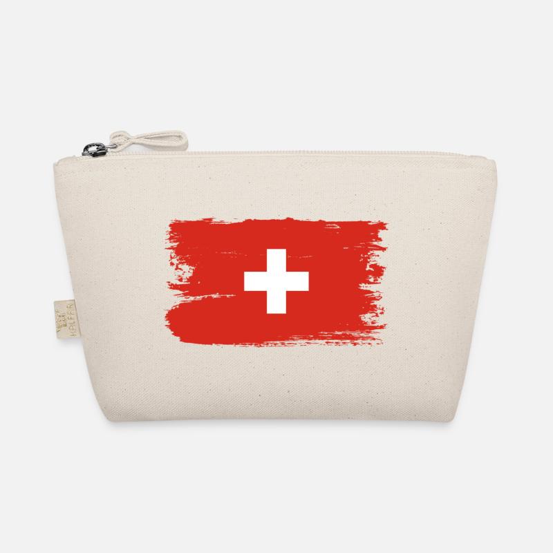 Schweizerische Flagge Pinselstrichkreuz Bio-Täschchen